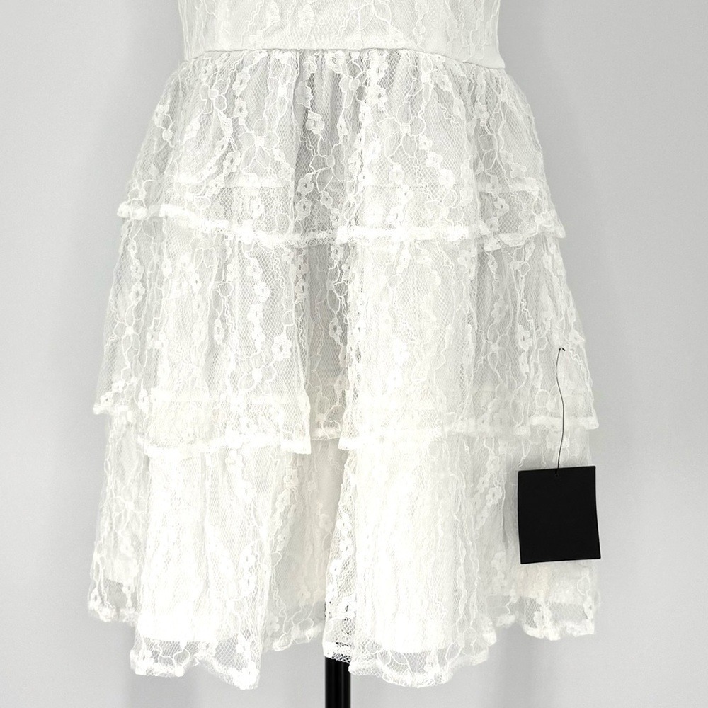 Lulus Sweet Perception White Lace Strapless Tiered Mini Dress, Size S, NWT - Picture 9 of 15